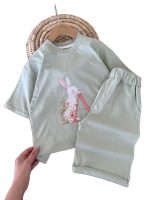 تیشرت و شلوارک دخترانه راحتی طرح خرگوش - Image 3