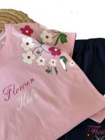 تیشرت و شلوارک راحتی دخترانه گل - Image 7