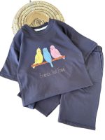 تیشرت و شلوارک راحتی دخترانه طرح گنجشک - Image 3