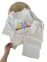 تیشرت و شلوارک راحتی دخترانه طرح گنجشک - Image 2